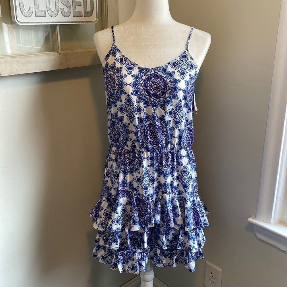 19 Cooper Adjustable Spaghetti Strap Three-tier Ruffle Bottom Dress NWT